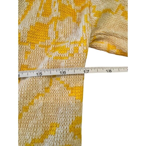 Vintage Jordan Marsh Yellow White Cardigan Sweater Medium Shoulder Pads‎ Italy - Picture 9 of 11